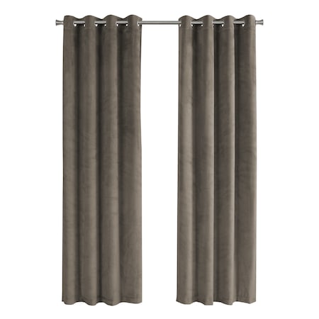 Monarch Specialties Curtain Panel Set, 54"W X 95"L, Grommet, Living Room, Bedroom, Kitchen, Velvet, Beige, PK2 I 9827
